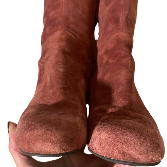 Cole Haan Suede Burgundy Side Zipper Calf Wedge Boot Women Sz 5 - Picture 8 of 12